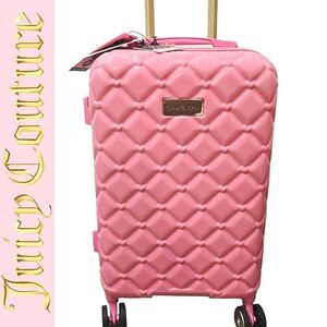 Juicy Couture Connecting Hearts 21" Hard Spinner Luggage- Pink Lemonade